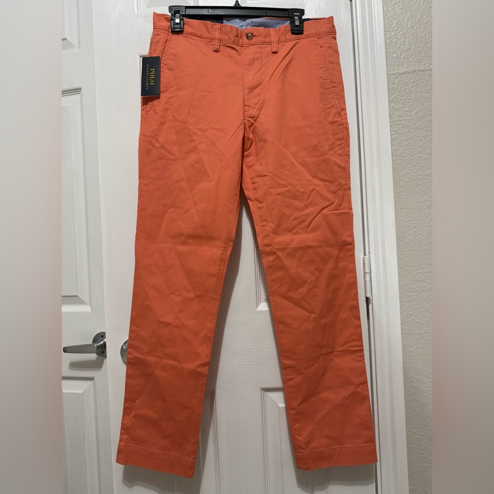 Polo Ralph Lauren Men's Orange Stretch Straight Fit Pants (Size 32x30).